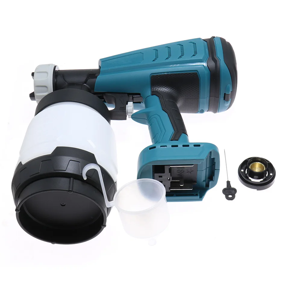 

18V Brushless Lithium Point Spray Gun Cordless DC Electric Motor Paint Sprayer 2 Nozzles 800ml Pot No Battery And Charger