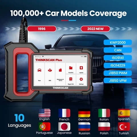 Диагностический сканер THINKCAR Thinkscan Plus S7 S6 S4 Obd2, автомобильный диагностический сканер, автомобильный диагностический инструмент, считыватель кодов, 28 сбросов