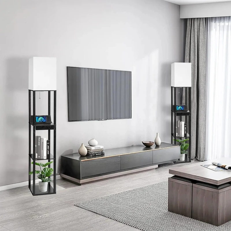 Китайский минималистичный стеллаж для хранения напольная лампа