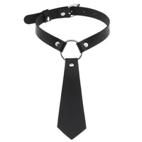 punk black color pu leather choker necklaces tie collar necklace women sexy necktie body gothic party chains cosplay jewelry