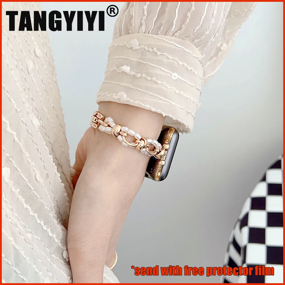 

Fashion INS Jewelry Pearl Crystal Strap For Apple Watch Ultra 49mm iWatch Series 7 8 6 SE 5 38/40/41mm 42/44/45mm Band Bracelet