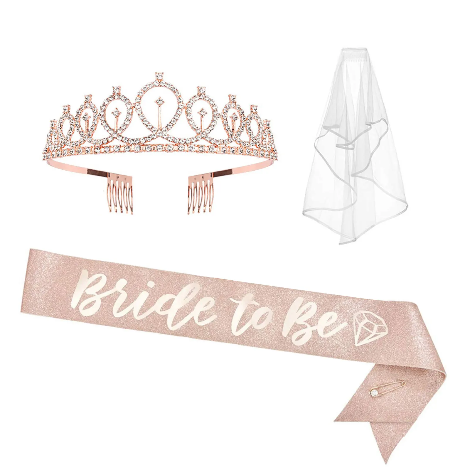 

Женская Блестящая тиара, розовое золото, брикет для девичника