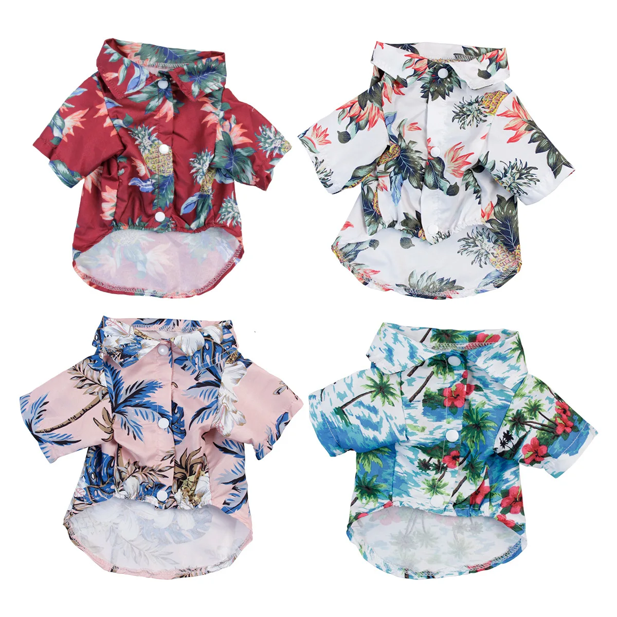 Pet Clothes Dog Accessories Spring Summer Hawaiian Leaf Print T-Shirts Beach-inspired Shirts Chihuahua Costume Clothing