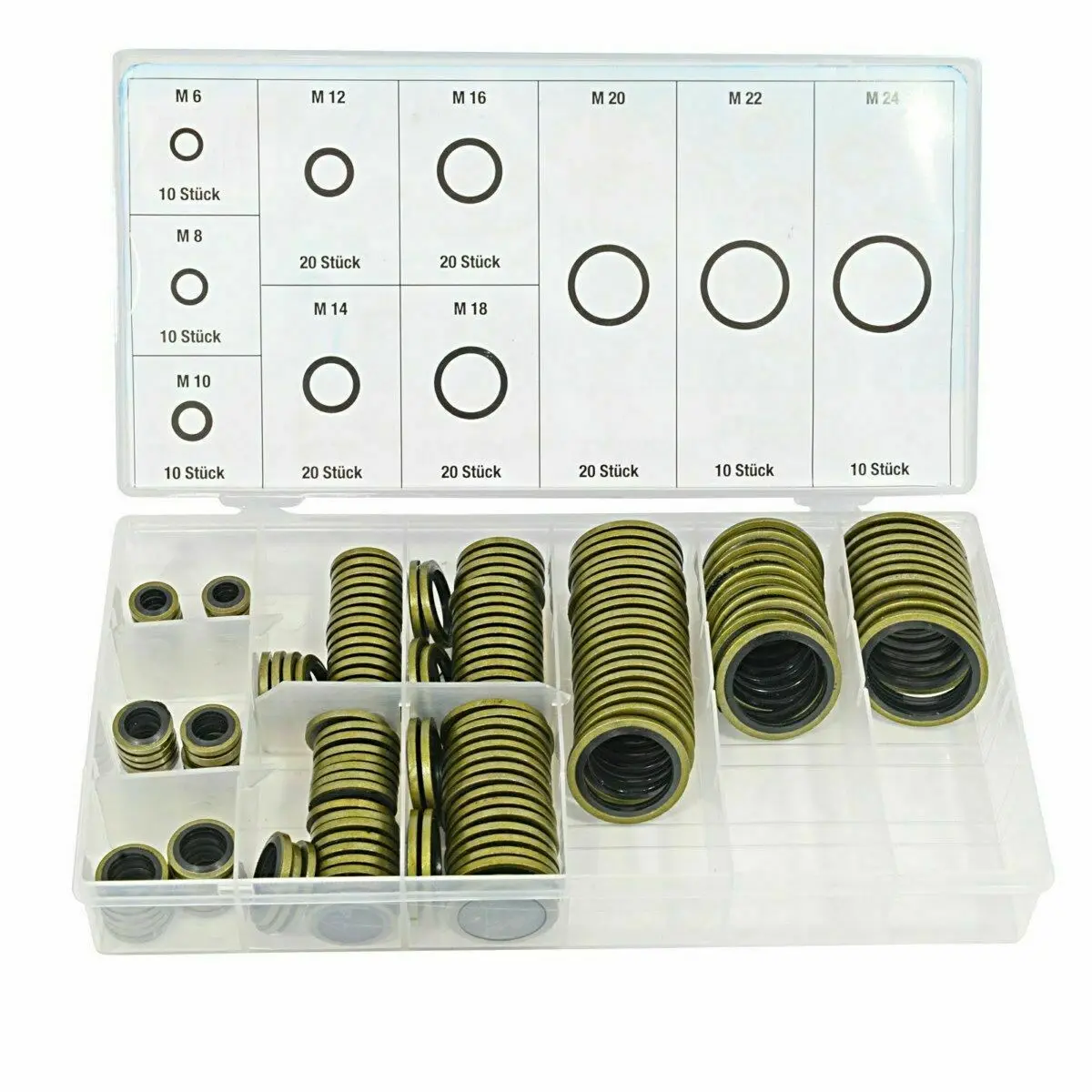 

150/100pcs Bonded Seal Sealing Ring Assortment Kit Oil Drain Screw Combined Washer Seal Set M6 M8 M10 M12 M14 M16 M18 M20 M22