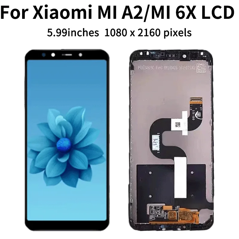 Фото 5,99-дюймовый ЖК-экран для Xiaomi MI A2, дигитайзер сенсорного экрана для дисплея MI 6X M1804D2SG, M1804D2SI, экран №3