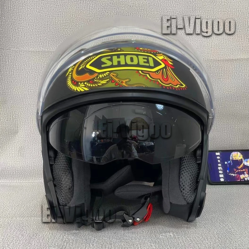 Open Face J-Cruise II CURIOUS BLACK ORANGE TC-10 Motorcycle Helmet Riding Motocross Racing Motorbike |