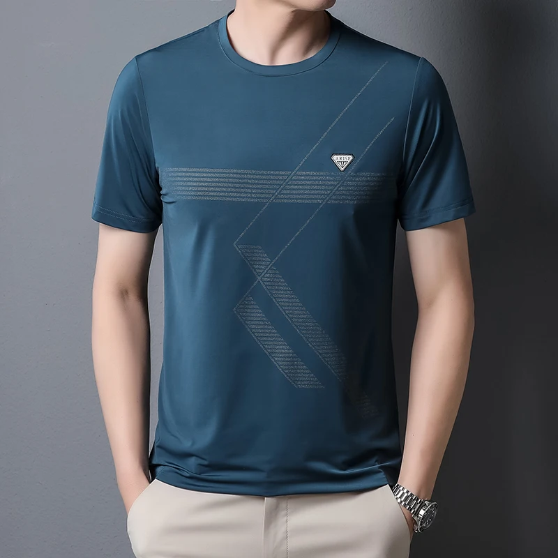 

2023 модная мужская футболка с коротким рукавом с буквенным принтом с коротким рукавом и круглым вырезом однотонная мужская футболка с корот...