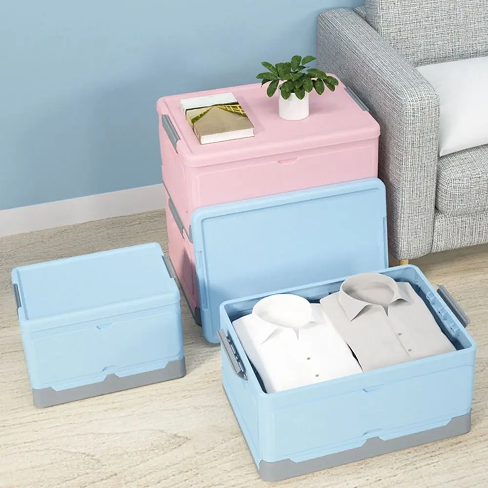 

Plastic Folding Storage Box Kitchen Organizer Large Capacity Foldable Toys Finishing Boxes with Lid Stackable Car