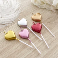 3pcspack cute romantic candles heart shaped cake cupcake topper for children aldult birthday party wedding cake decoration