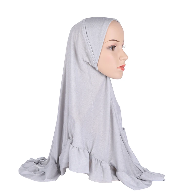 

H094 Plain adults muslim amira hijab with crinkles high quality big girls islamic scarf arab hat women's headwrap pray hats