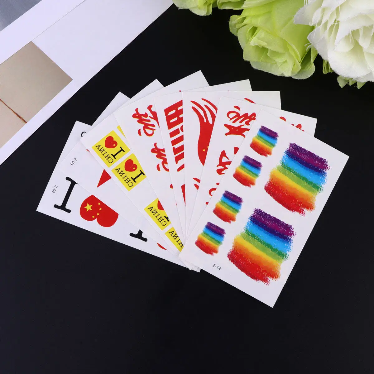 Фото 2 комплекта временных татуировок с национальным флагом, водонепроницаемые наклейки, патриотические наклейки для лица и тела, безопасные, одноразовые, для спортивных мероприятий и игр №2