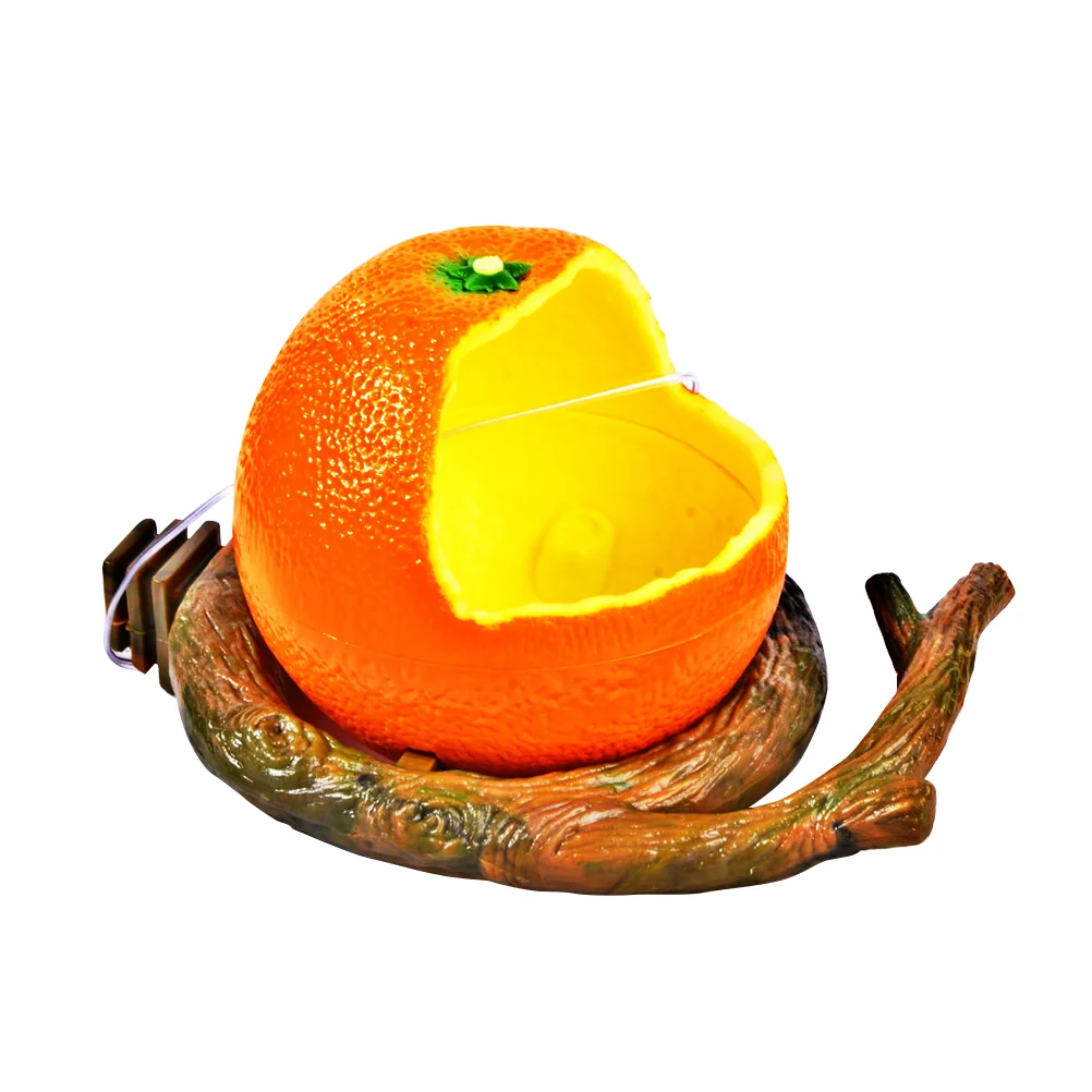 

Flat Base Simulation Orange and Branch Shaped Plastic Feeding Bowl Creative Cage Mounted Food Containers for Pet Birds Parrot