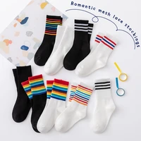 cotton chic children%e2%80%98s kid unisex cotton rainbow socks for boys girls harajuku toddler baby colorful stripe knitted socks 1 12y