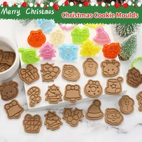 baking mold christmas elk snowman chris tree cartoon cookie cutter mold santa mini cute fondant pastry tool kitchen accessories