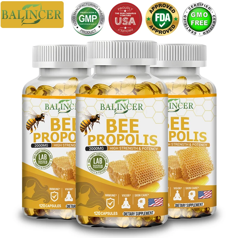 

Propolis Dietary Supplement-Boosts Immune Health,Boosts Vitality,Overall Skin Care,Teeth&Gums Relief,Sore Throat Relief