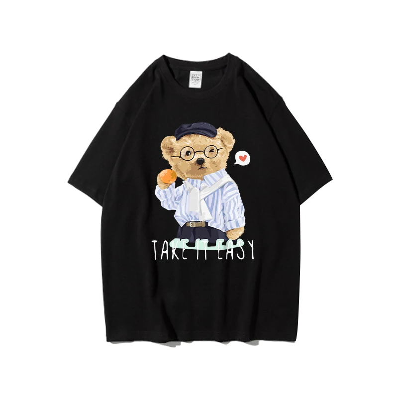 Футболка ExtFine мужская оверсайз с принтом медведя из мультфильма уличная одежда