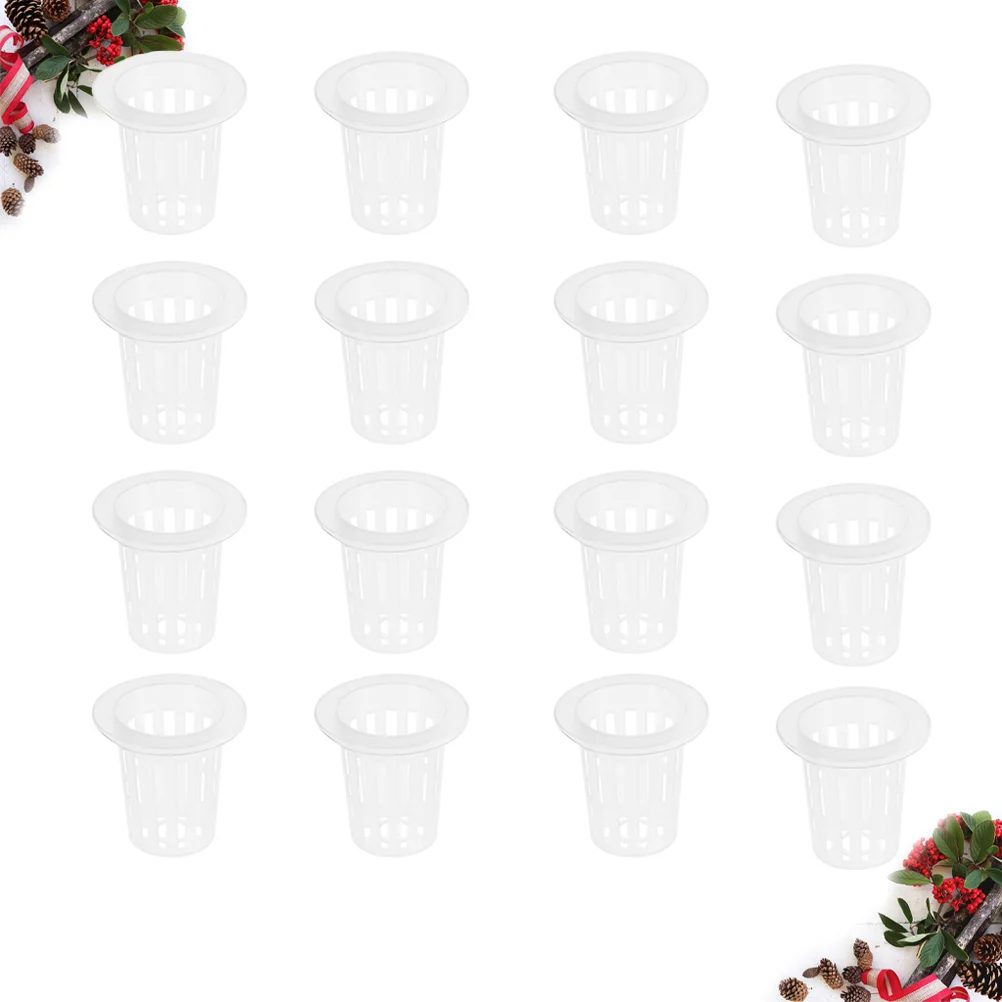 

100 Pcs Flower Pots Drainage Hole Plastic Go Containers Slotted Mesh Net Pot Cup Net Pots Clear Pot