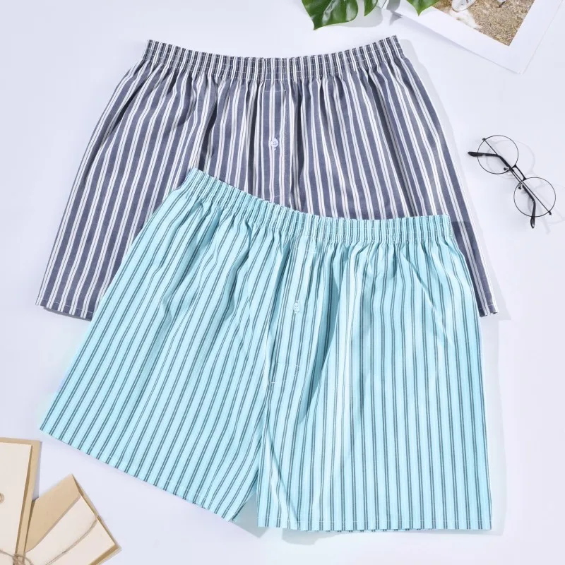 4XL Mens Underwear Men Boxers Shorts Casual 100% Cotton Sleep Underpants Arrow Panties Striped Plaid Loose Comfortable Homewear