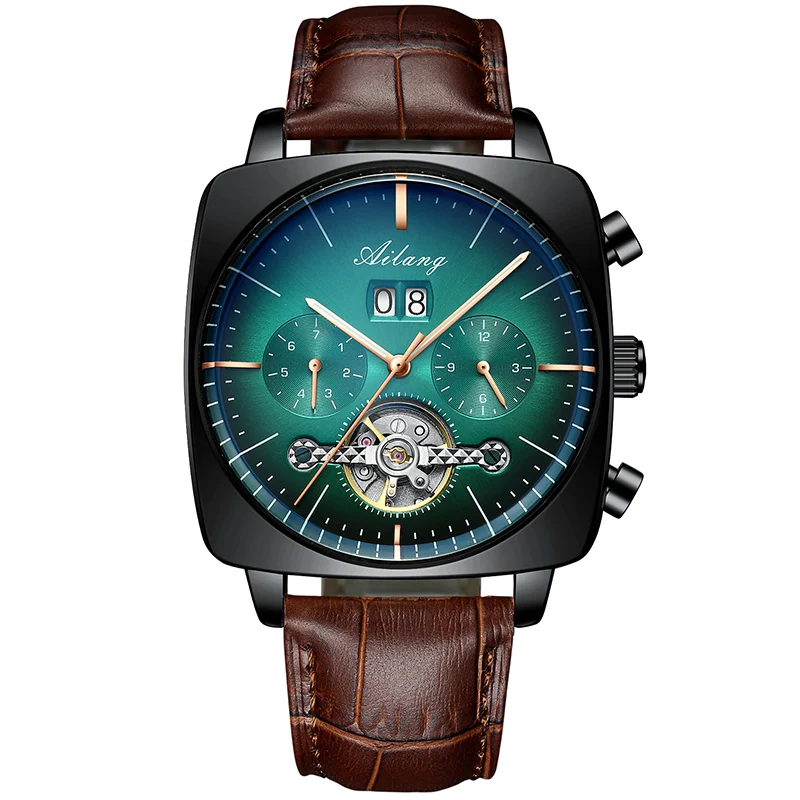 New Square Mechanical Watch Men Automatic Waterproof Tourbillon Luminous men's Wristwatch with Sub-dials enlarge