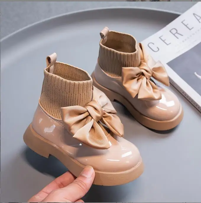 

Girls Sexy Non-slip Kids Fashion Bow Elegant Black Fashion socks boots Child School Shoes Simple Casual Sock Boots Breathable