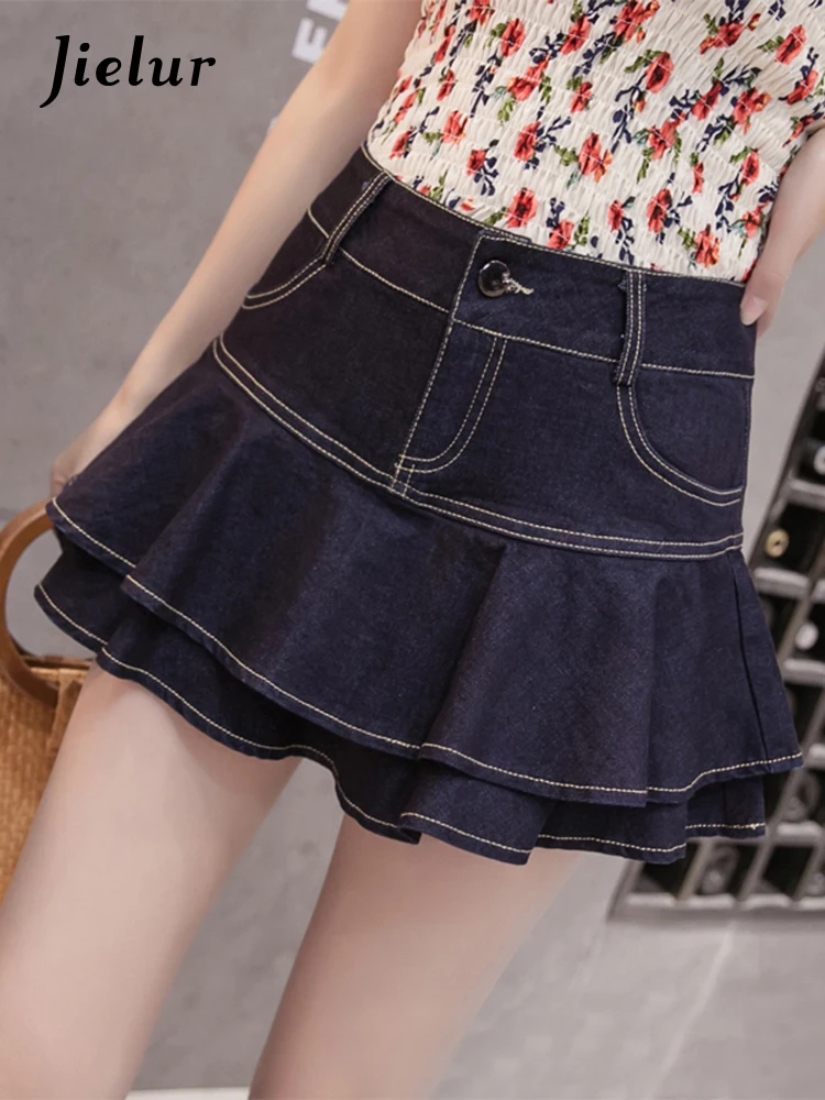 Юбка-шорты Jielur женская джинсовая в стиле ретро повседневная универсальная