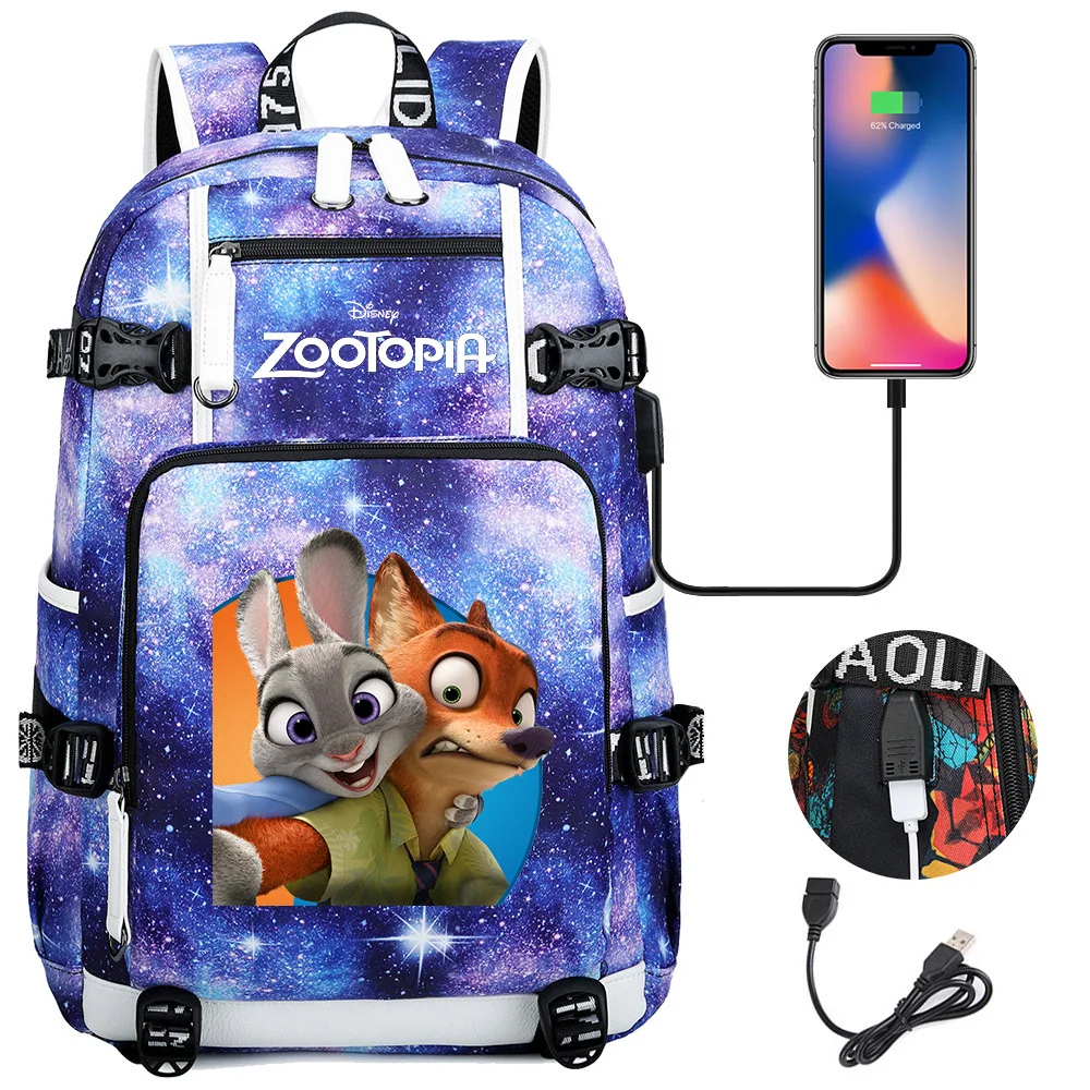 

Disney Zootopia Judy Nick Backpacks Girls Boys Schoolbag Large Capacity Laptop Bag Waterproof Multifunction USB Charging Mochila
