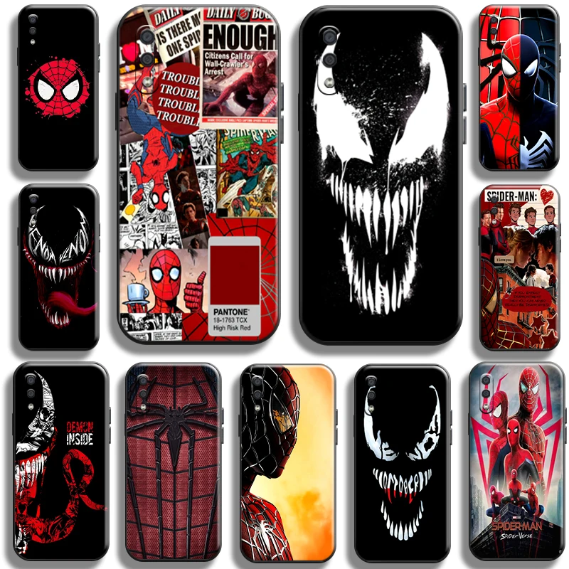 

Marvel Venom Spiderman for Samsung Galaxy A01 A01 Core Phone Case full Protection Liquid Silicon Black Cases Soft Back Carcasa