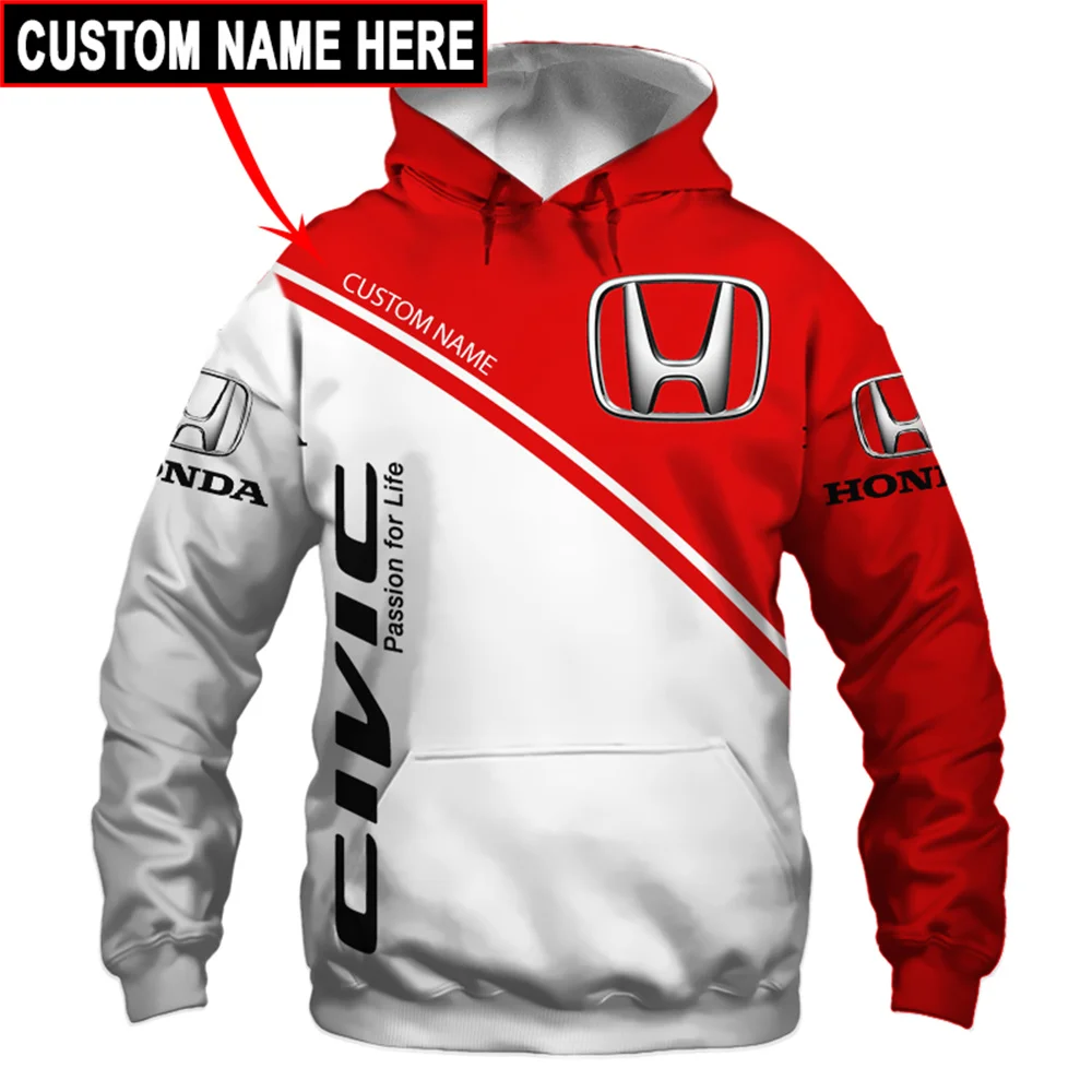 

Limited Edition Sweatshirt Full-body Printed Zip Hoodie Spring and Autumn Men's Women's 3D HONDA Fashion Leisure Hoodie