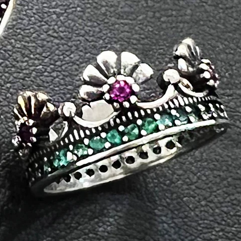 Уникальные кольца с цветочной короной женское дизайнерское роскошное модное персонализированное кольцо фиолетового/черного цвета с цирконом открытое регулируемое кольцо