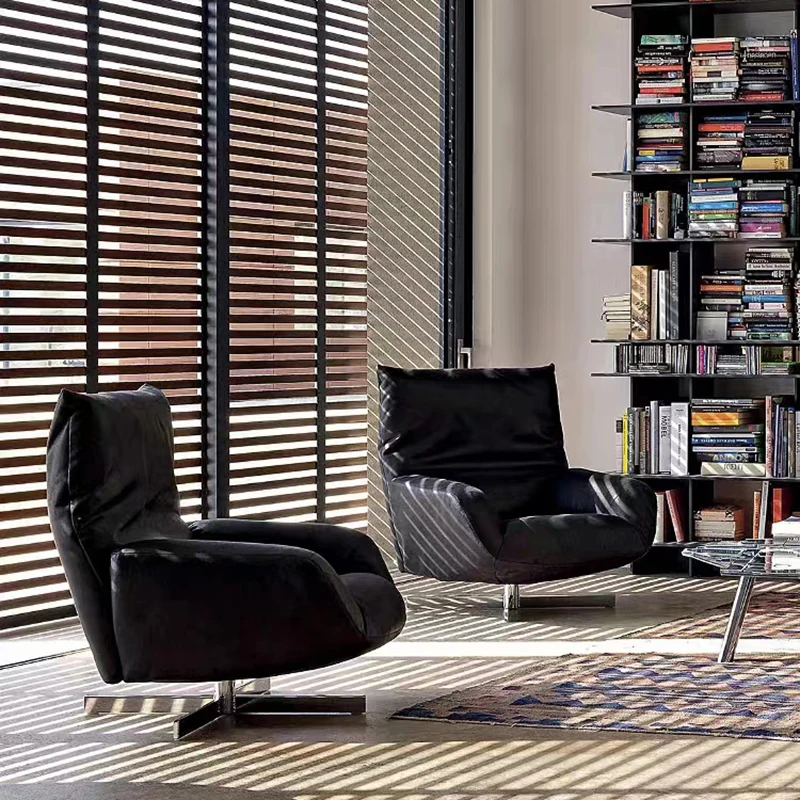 Роскошный вращающийся стул для балкона кожаный дизайнерский Американский