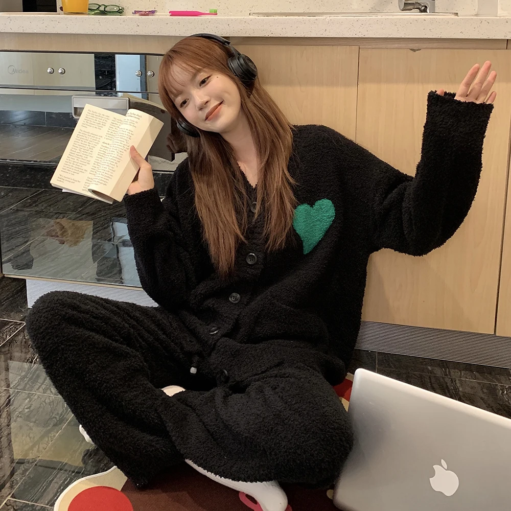 2024 высококачественный женский пижамный комплект полубархатная зимняя одежда