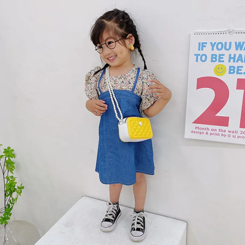 Baby Kids Cute Square Shoulder Bags Girls Princess Accessories Coin Purse Handbags Wallet Fashion Children's Small Crossbody Bag
