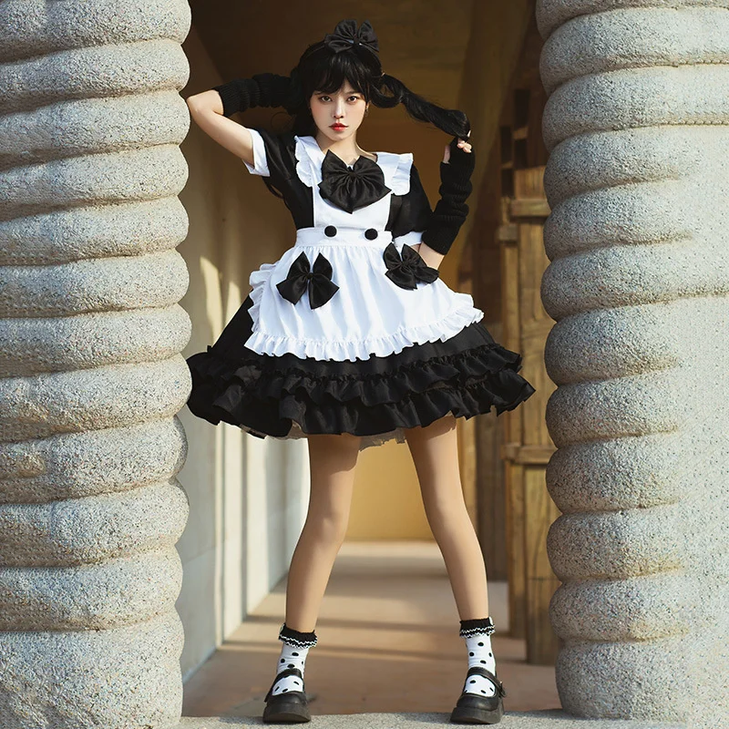 

Женское платье Лолита в стиле ретро, черное приталенное платье-пуловер в готическом стиле с бантом, лето 2023