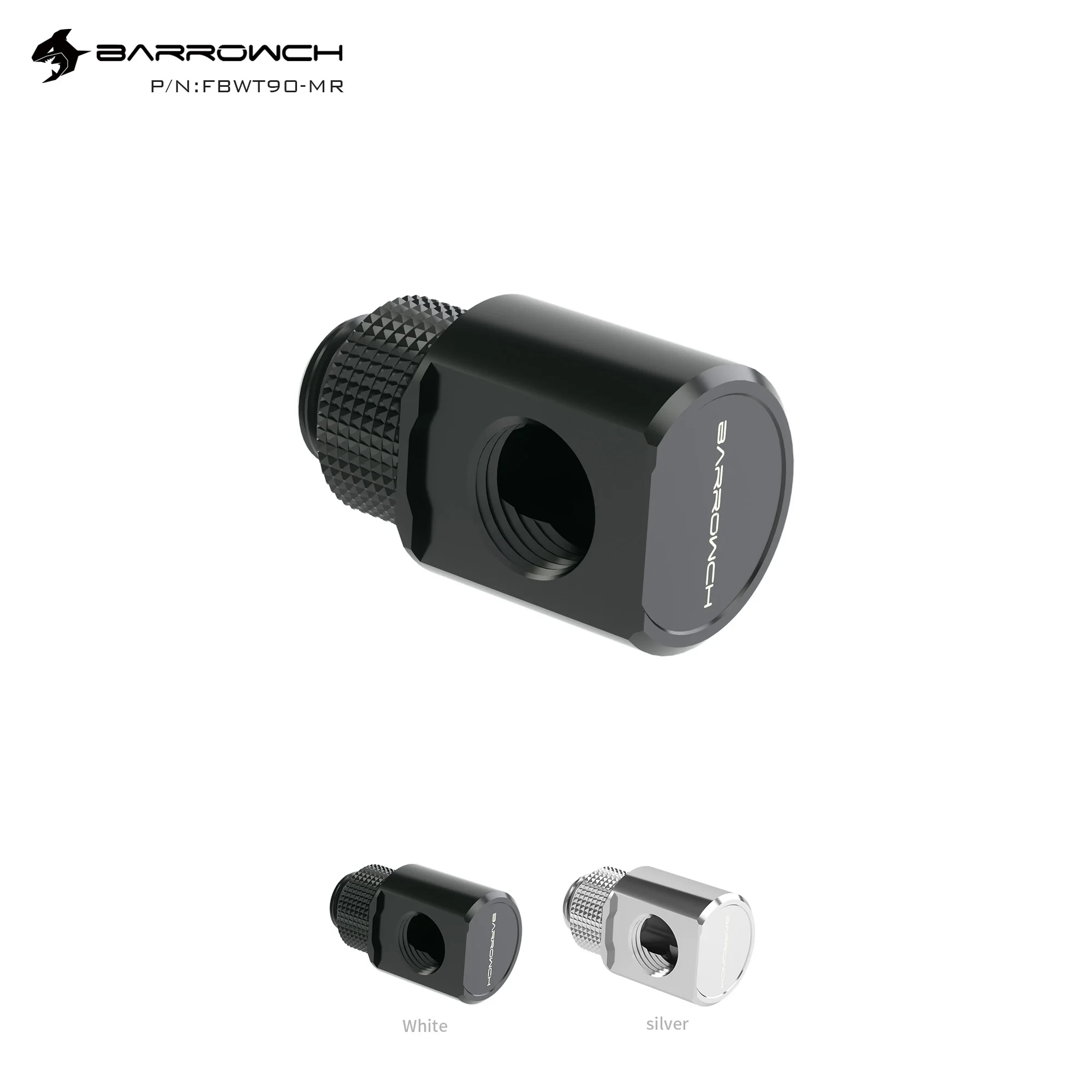 

Barrowch G1/4 "черный/яркий серебристый 90 ° Глянцевая вращения адаптер Вращающийся локоть FBWT90-MR