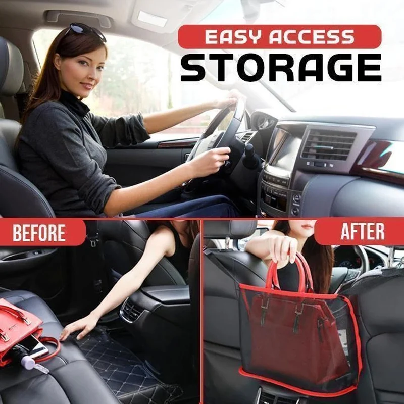

Pocket Handbag Holder Strong Elastic Car Mesh Net Bag Between Car Organizer Seat Back Storage Bag Luggage Holder Pocket