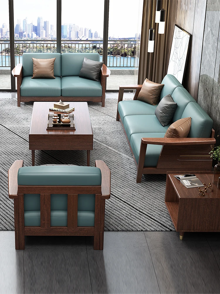

TuyaNordic Modern Light Luxury Solid Wood Sofa Simple Living Room Small Family Corner Sofa Combination New Chinese