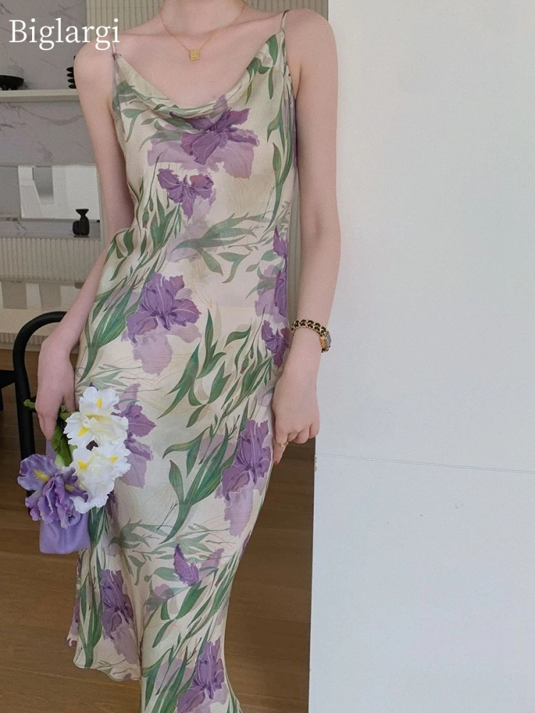 

Women Summer Sexy Slip Dress Elegant Medium Print Long Dresses Womens Sleeveless Off Shoulder Dress 2023