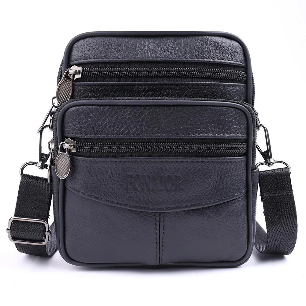 Men Bag Fanny Pack Multi-function Shoulder Waist Bags Leather Mobile Phone Pouch Quality Business Messenger Bag сумка мужская