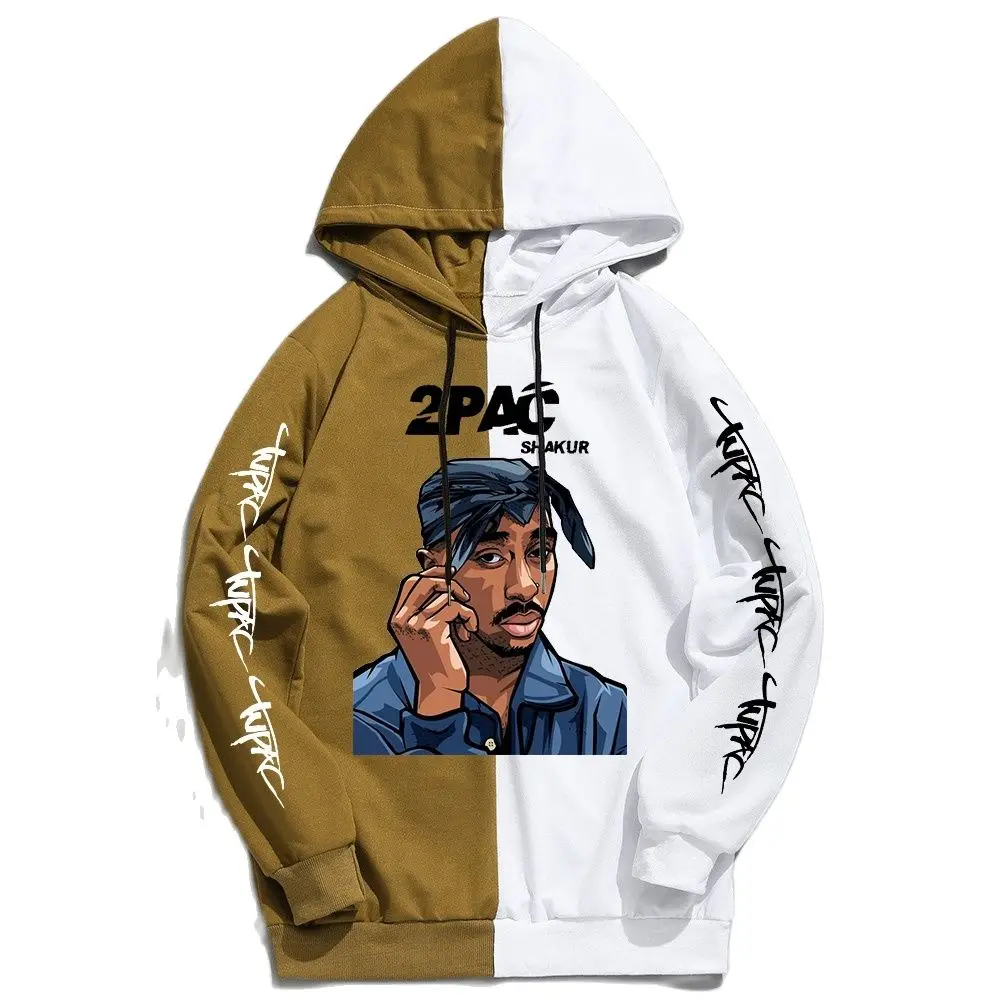 New Hot Rapper Tupac 2-2Pacs Graphic Unisex Printed Hoodies Sweatshirt Fashion Casual Hip Hop Thin Pullover