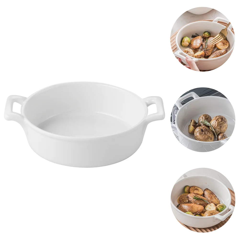 

1pc Inch Instant Noodles Bowl Ceramic Double Handles Salad Fruit Bowl Dish Bowl