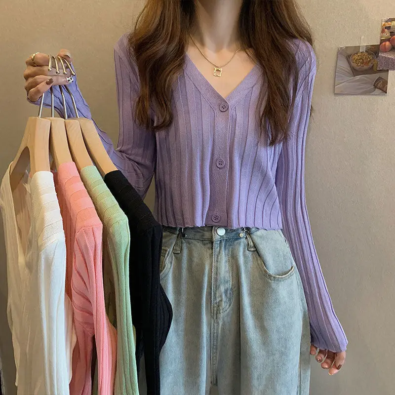 Женские свитера кардиган на весну и осень 2022 вязаный женский |