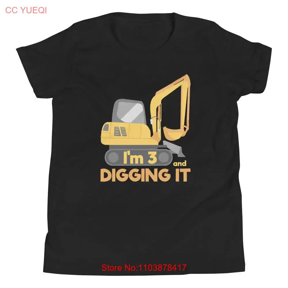 Детская футболка для строительных экскаваторов I'm 3 and Digging 3rd Birthday