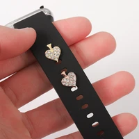 zircon watch strap nails for apple watch color geometric decoration heart love tag bar ring loop nail fashion jewelry gift