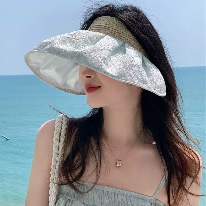 

Шляпа с защитой от ультрафиолета женская, тонкая складывающаяся Солнцезащитная шапка с большой головой, для путешествий, летняя