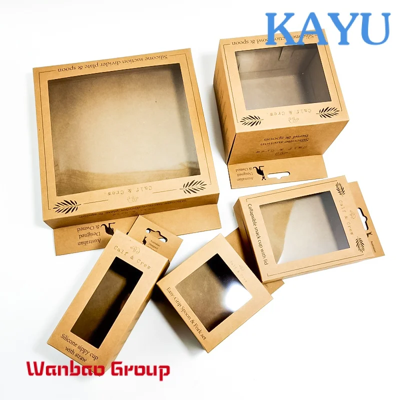 Wholesale Custom Printed Personalized Packaging Boxes Kraft Paper Box With Clear Display Window