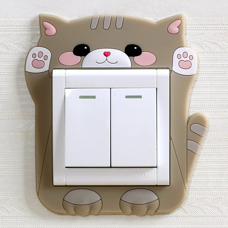 

1Pcs Kawaii Silicone Switch Stickers 3D Animal Fruit Bear Wall Sticker Cute Cartoon Household Children Room Luminous Decoration