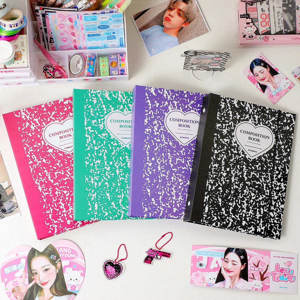 

A5 Colorful Black Pink Binder Photocards Collect Book Postcard Holder 10PCS Sleeves Journal Agenda Planner School Stationery