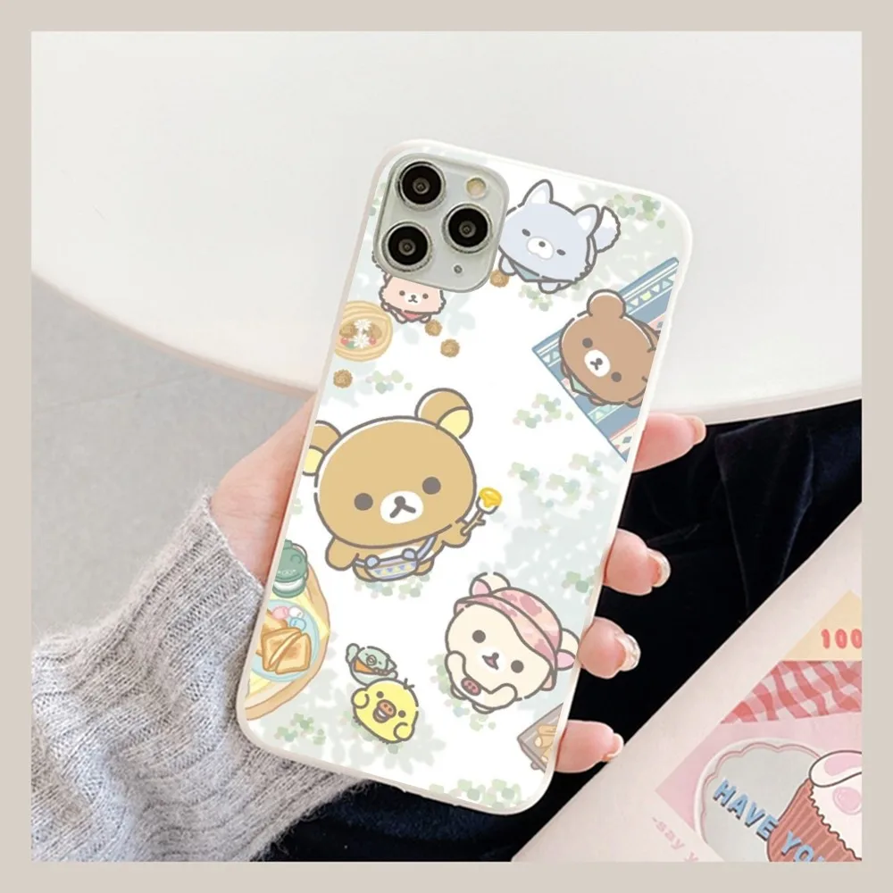 Cute Rilakkuma Phone Case For IPhone 14 11 12 13 Mini Pro Xs Max 8 7 6 6S Plus X XR Solid Candy Color