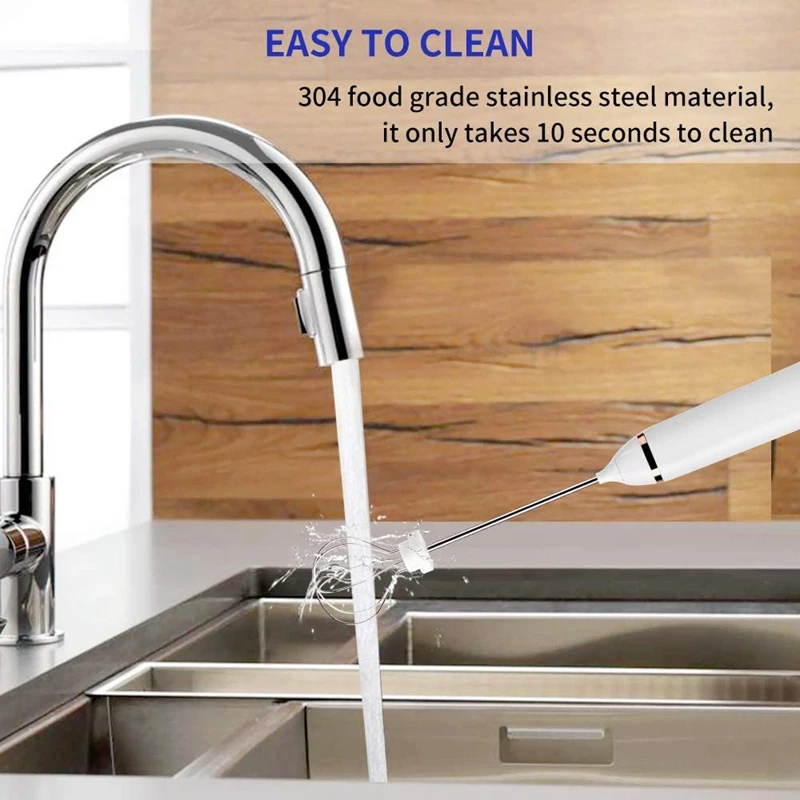 Ручной взбиватель молока USB-электрический Двойной венчик из нержавеющей стали