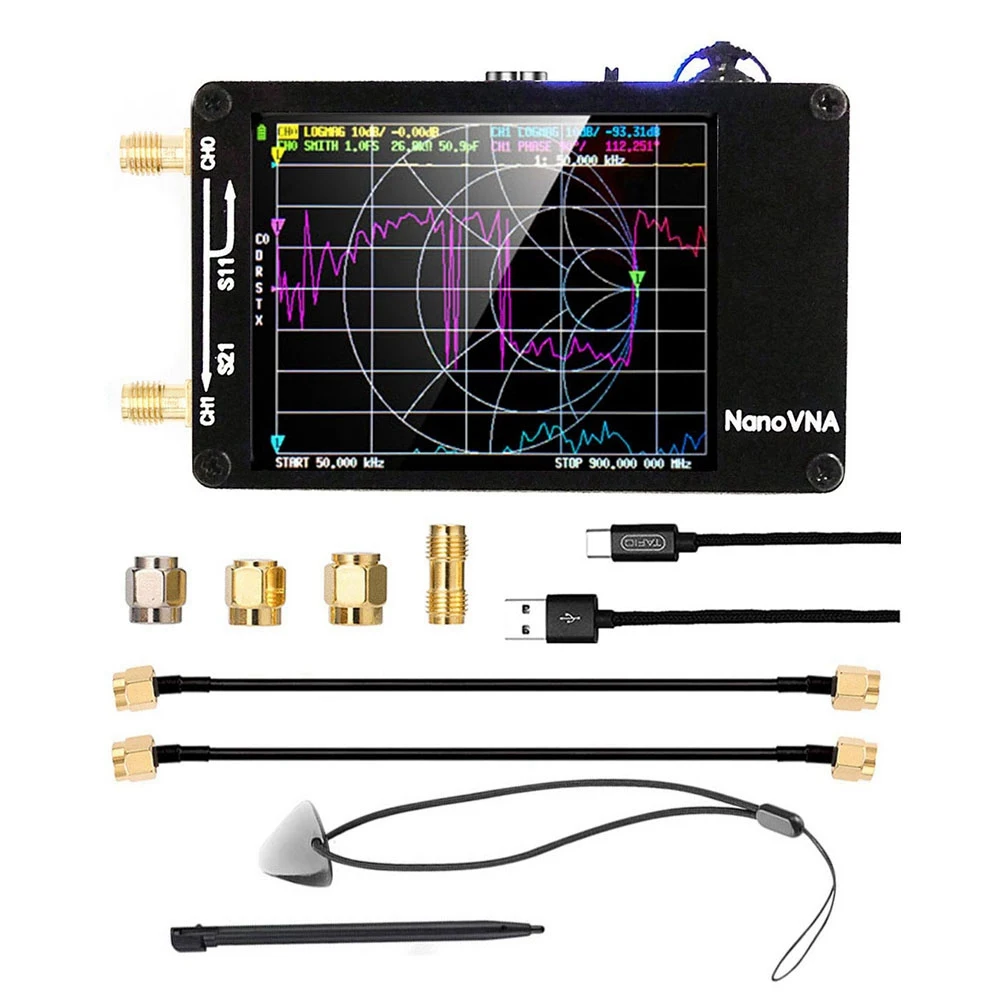 

NanoVNA-H Vector Network Antenna Analyzer 10KHz-1.5GHz MF HF VHF UHF SD Card Slot Supprt 32G Digital Nano VNA-H Tester